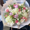 Hand Crafted Bouquet With White Hydrangeas