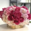 Arrangement of Pink Roses in a Ceramic Vase