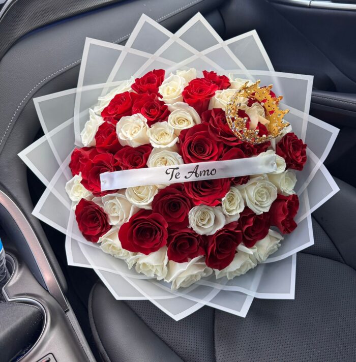 Mixed Bouquet of Red and White Roses